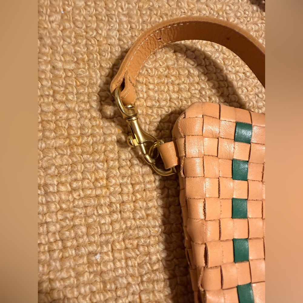 Clare V Grande Fanny in Bisque Check sold with detachable pink chain strap - Picture 11 of 16